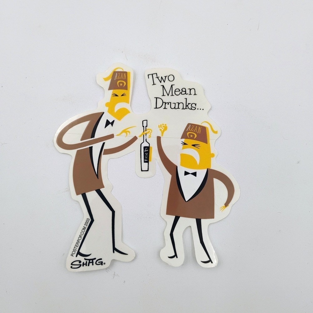 SHAG Poster Pop Vinatge Sticker Two Mean Drunks Fez Tiki Art Decal 2003 Graffiti